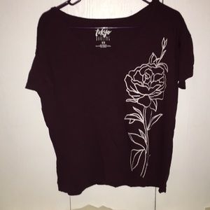 Oversized Side Rose V-Neck